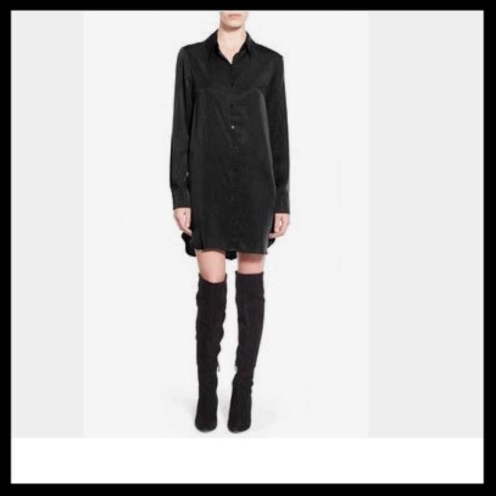 Black WAYF button down shirt dress